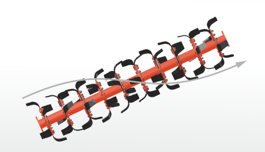 Helical arrangement of blades