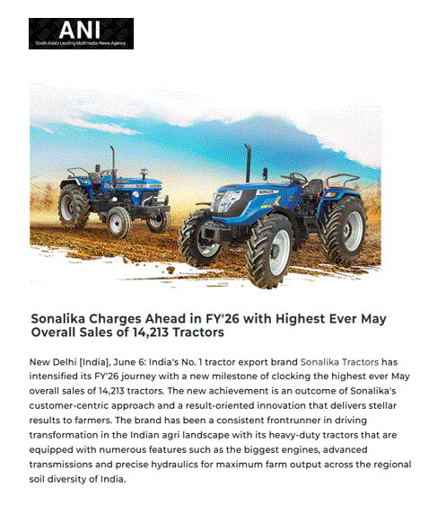 Momentum at Its Peak: Sonalika Hits a New May Sales Landmark