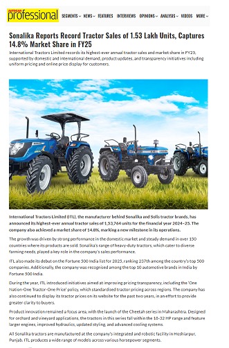 ITL Redefines FY25 with Unprecedented Tractor Sales, Rising Market Power & Breakthrough Agri-Innovation