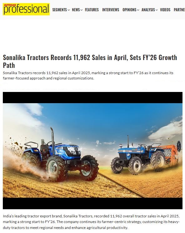 Sonalika Hits 11,962 April Sales | Toofani Dhamaka Boosts FY’26 Start
