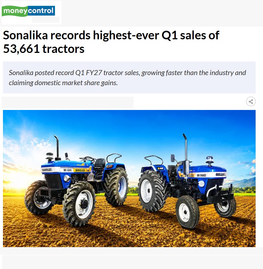 Sonalika Tractors Strengthens Market Position in Q1 FY27
