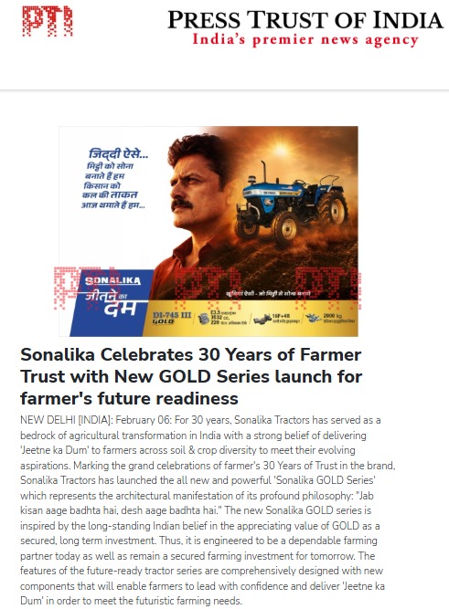 Sonalika Reveals Two New GOLD Series Tractors Built for Modern Farming Operations