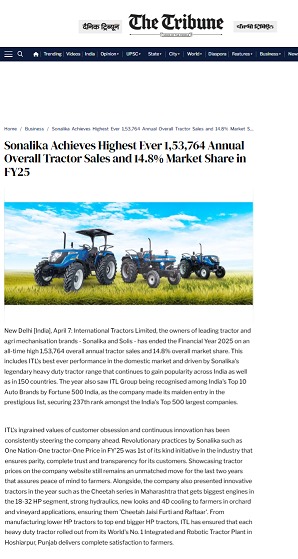 ITL Shatters FY25 Records With Unmatched Tractor Sales, Market Surge & Bold Industry Innovations
